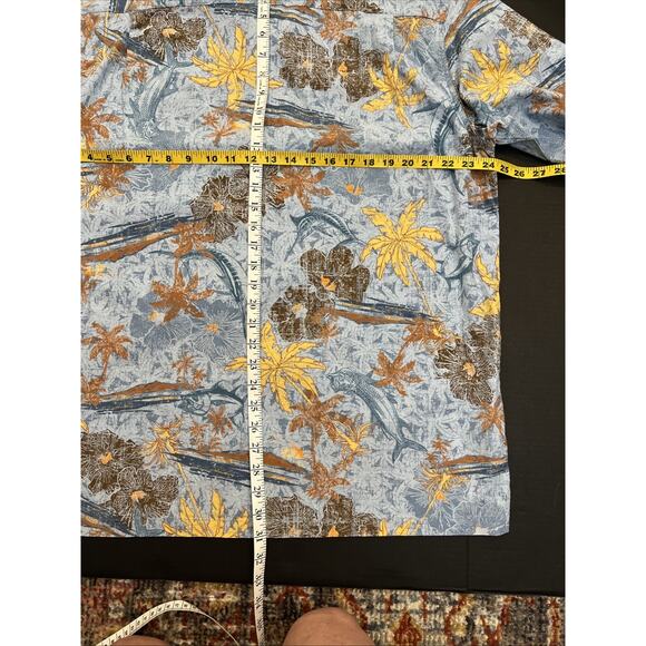 Columbia Men's Hawaiian Camp Shirt LG Swordfish Button Front Cotton Short Sleeve - Picture 8 of 8